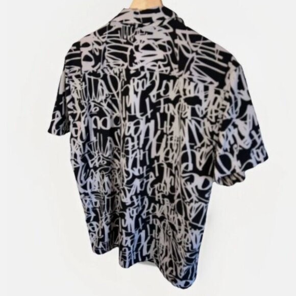 Oh Snap Drill Clothing Men's Grafitti Short Sleeve Shirt Size Large Black/White - Picture 4 of 6